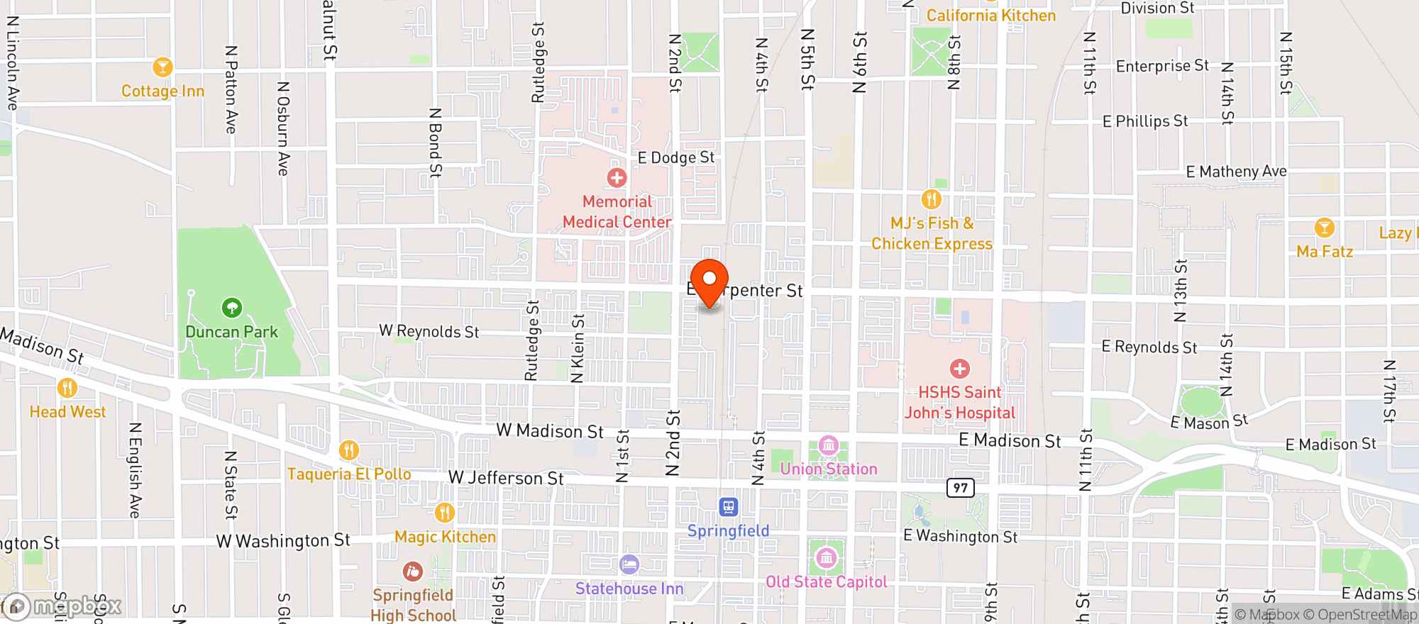 Map showing COUNTY MARKET #225