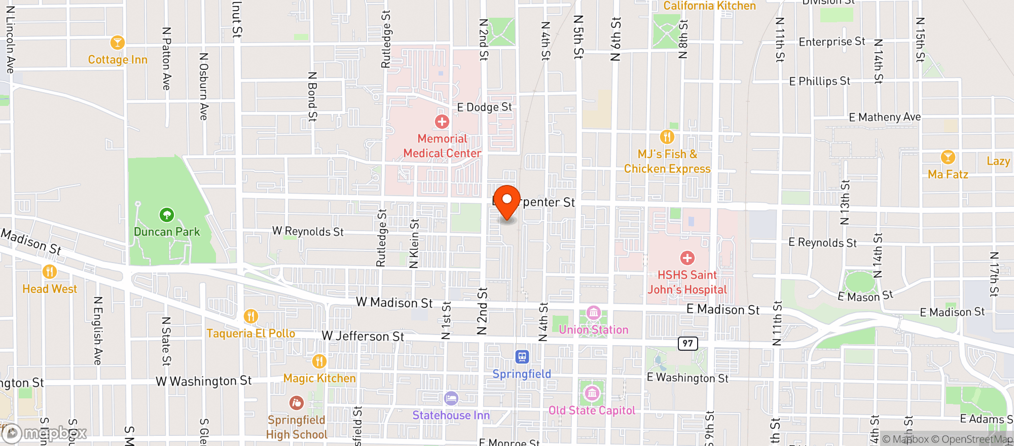 Map showing County Market #225 - Springfield