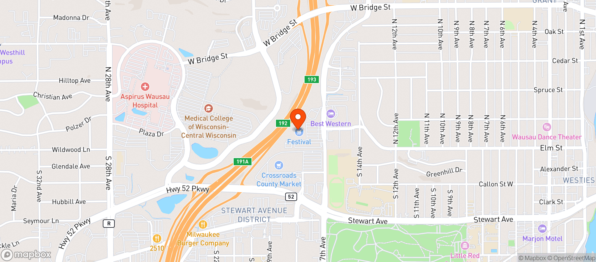 Map showing Festival Foods - 2692 - Wausau