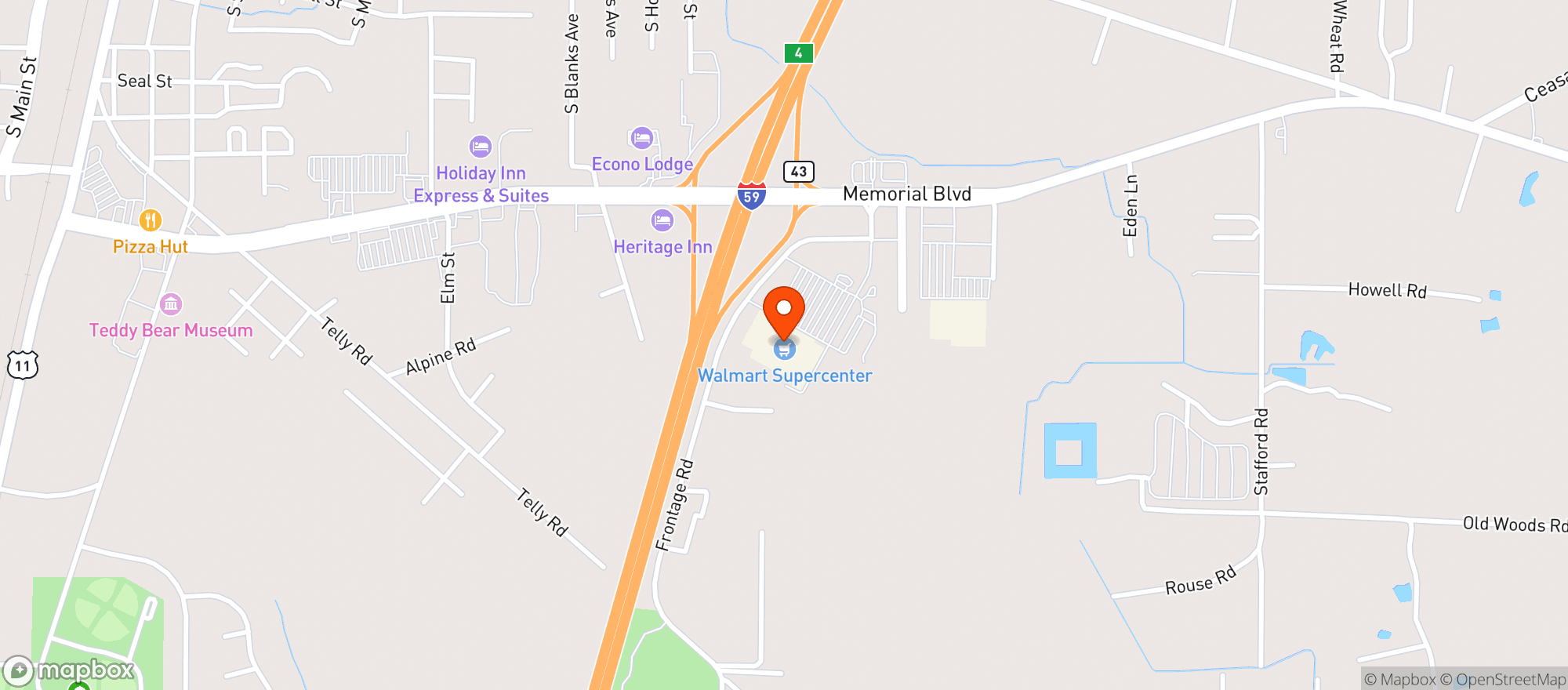 Map showing Walmart Supercenter #970