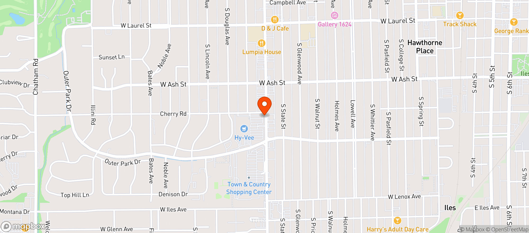 Map showing Hyvee Grocery
