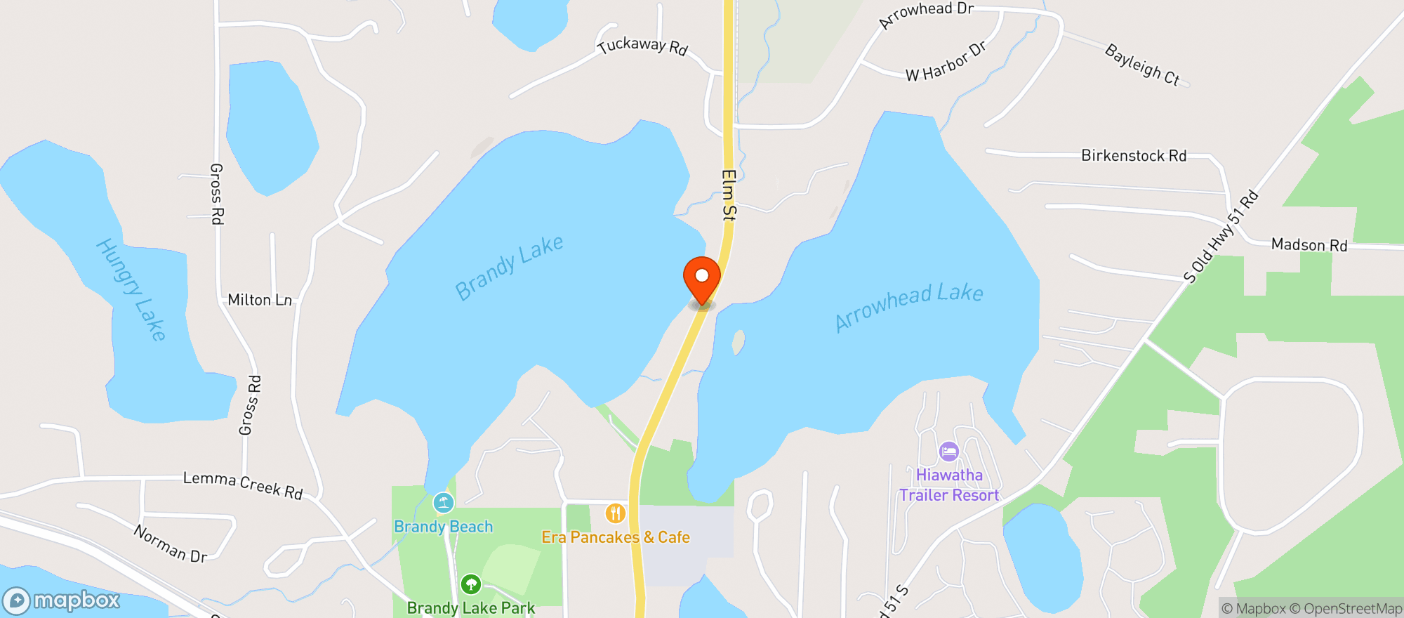 Map showing Monicals Pizza