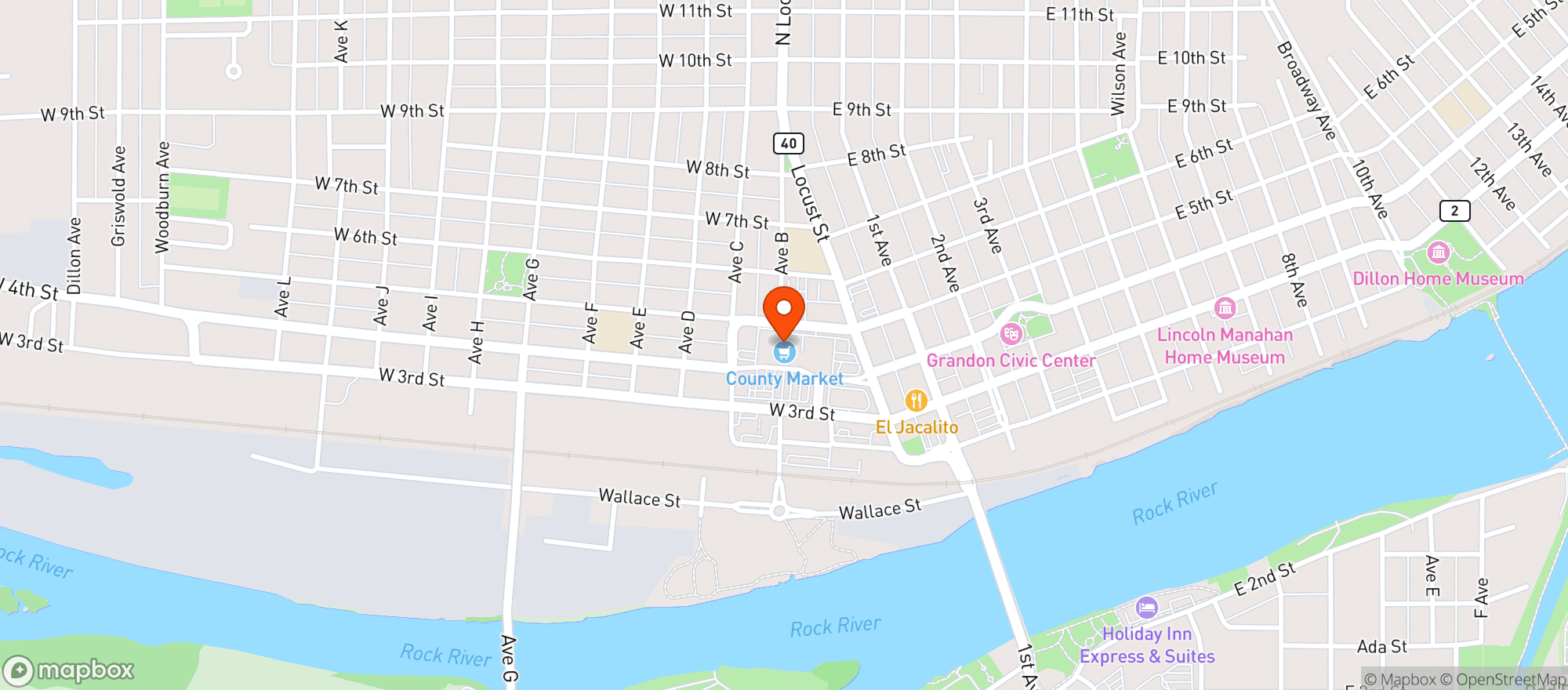 Map showing County Market #348 Sterling