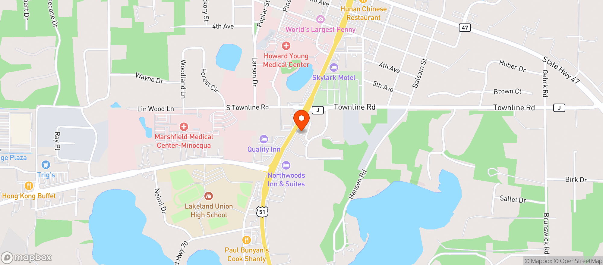 Map showing T.J.`s Butcher Block & Market