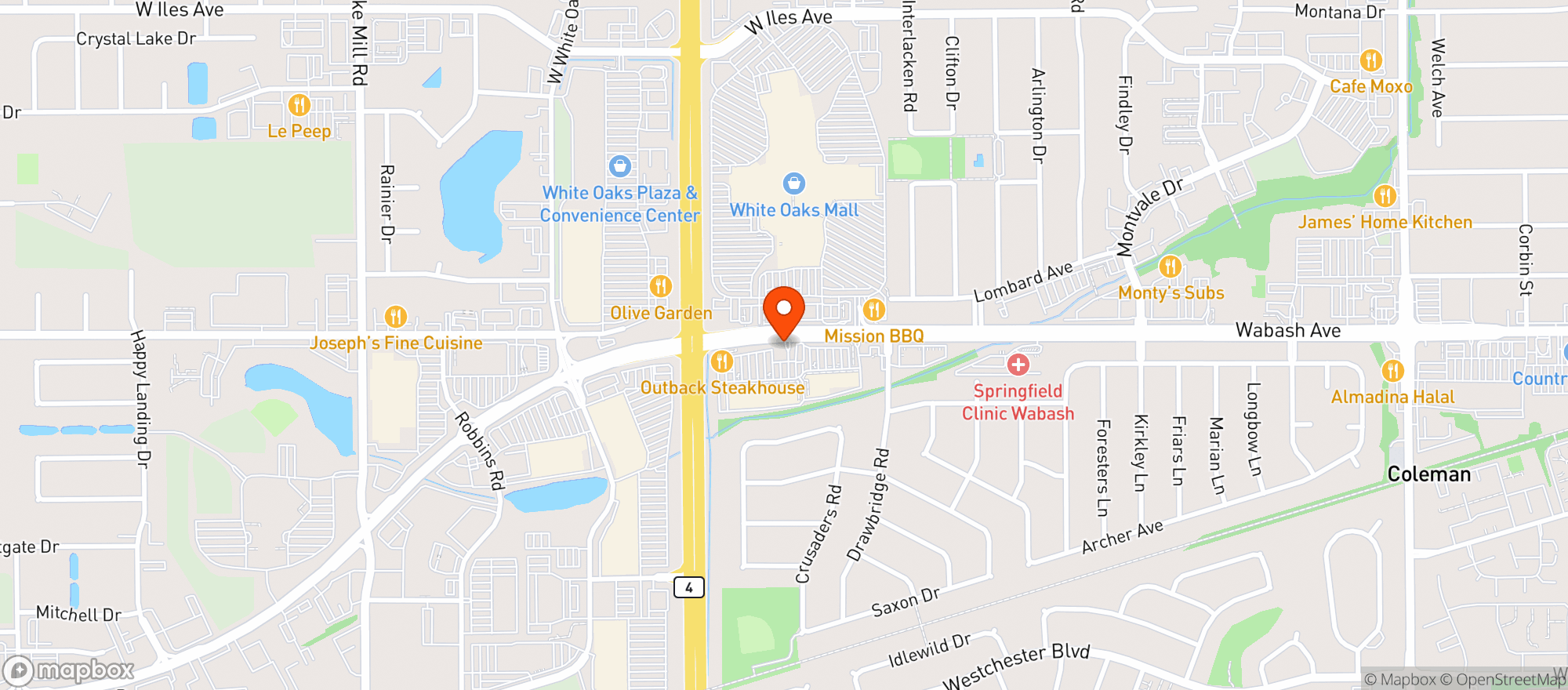 Map showing Binny's Springfield