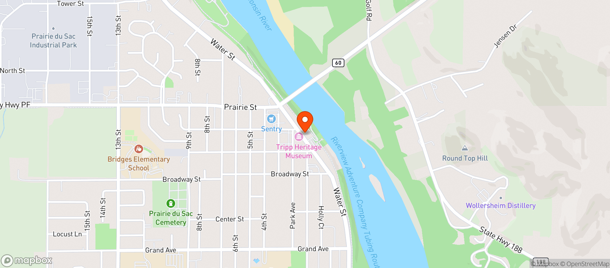Map showing Water Street Social Club