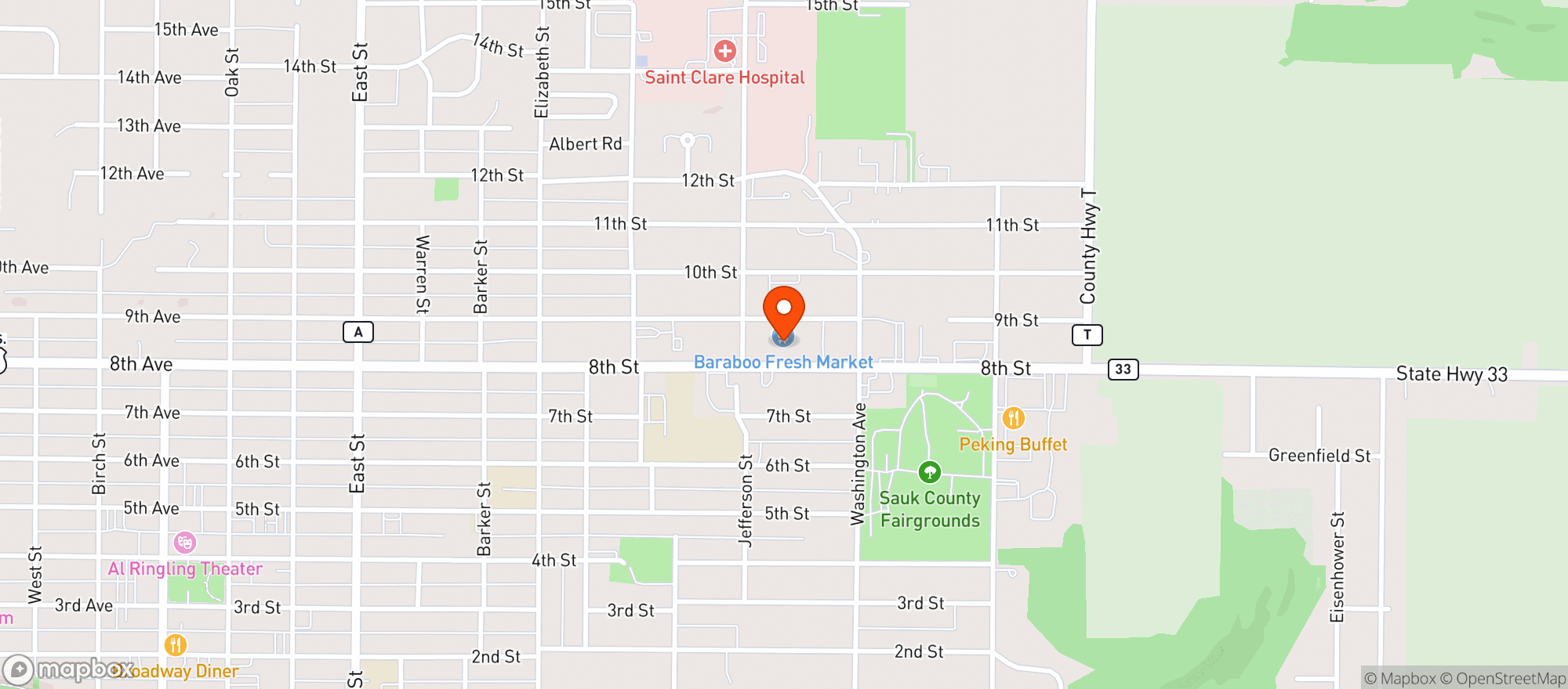Map showing Pierce's Express Market