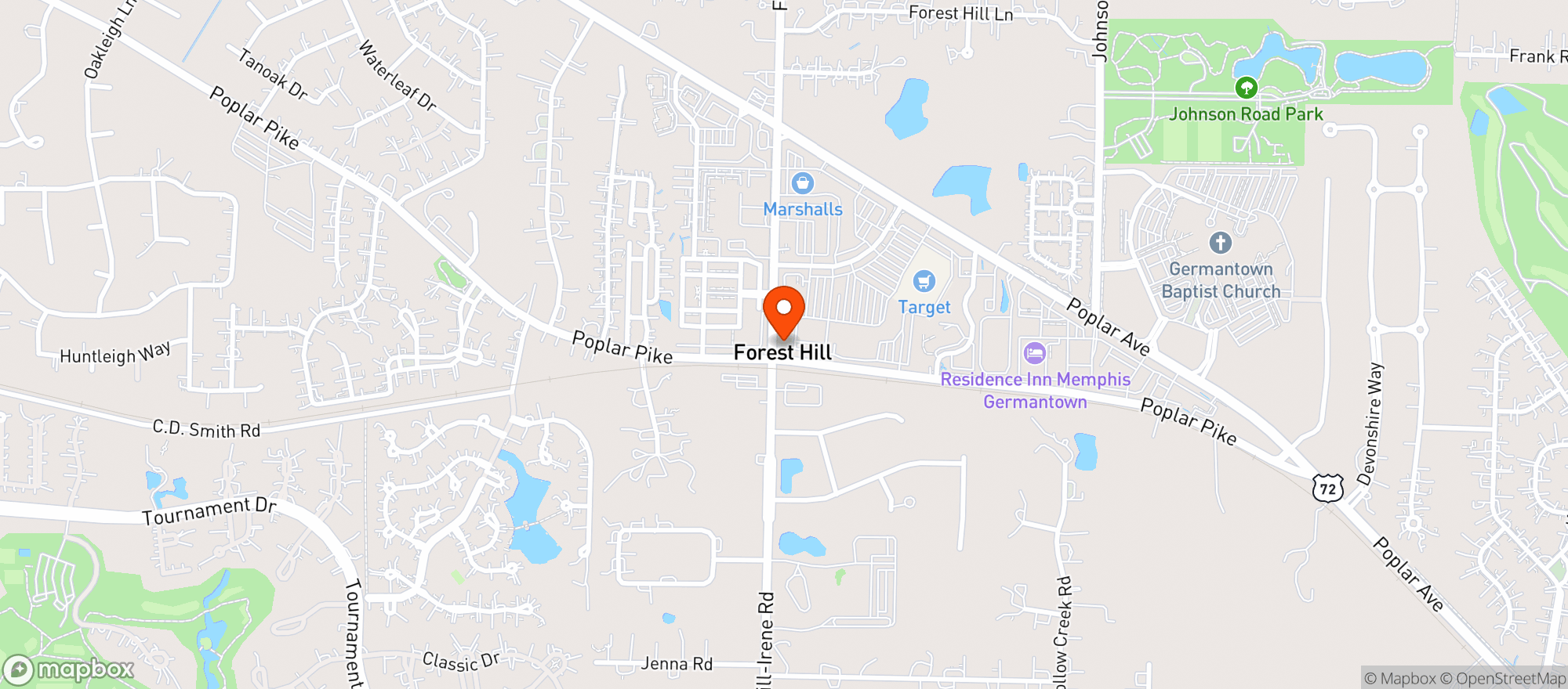 Map showing Forest Hill Grill