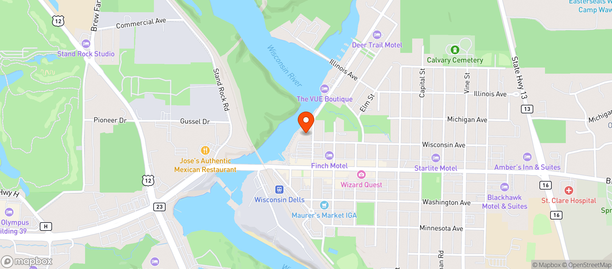 Map showing Riverwalk Pub & Restaurant