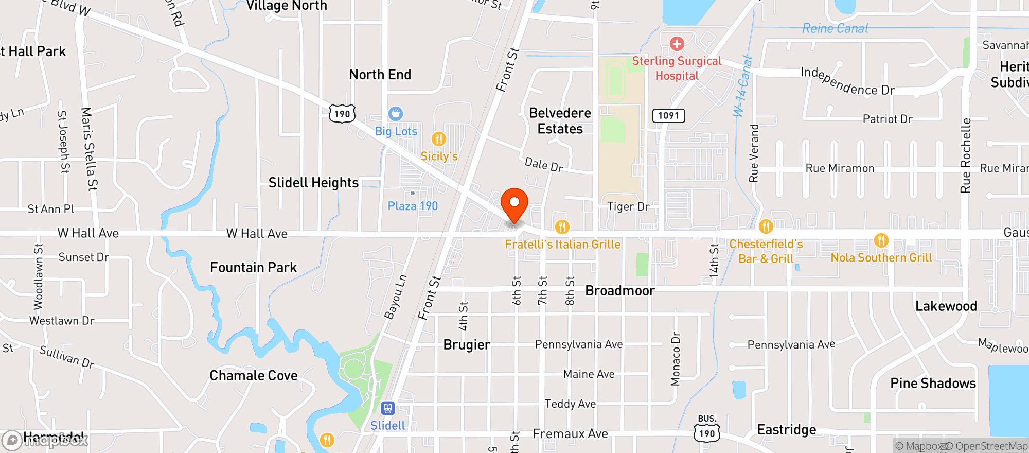 Map showing SLIDELL WINE WAREHOUSE