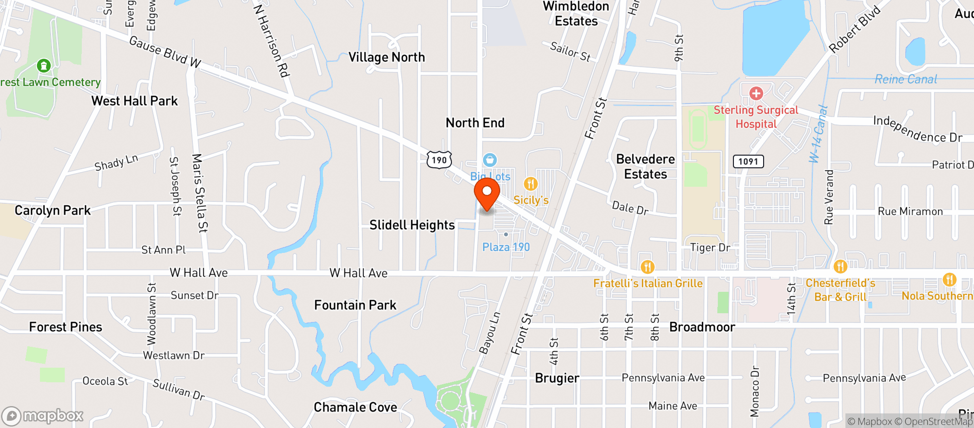 Map showing Slidell Wine Warehouse
