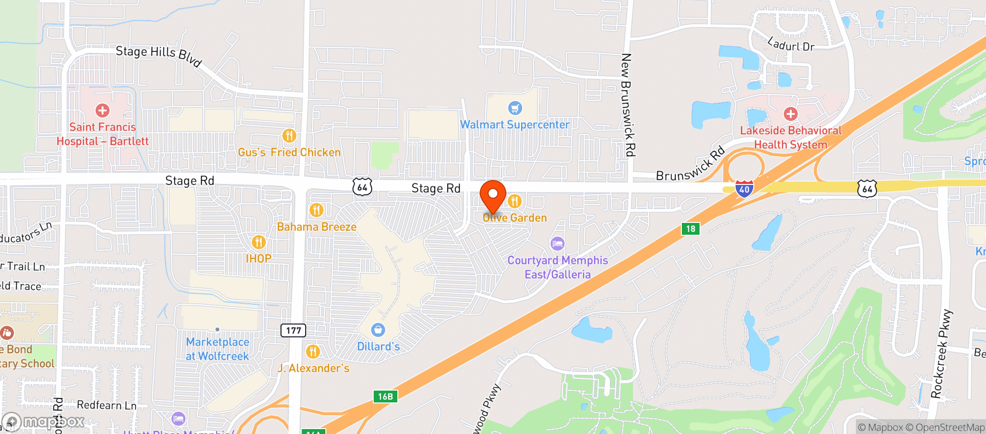 Map showing Buffalo Wild Wings Gril #71