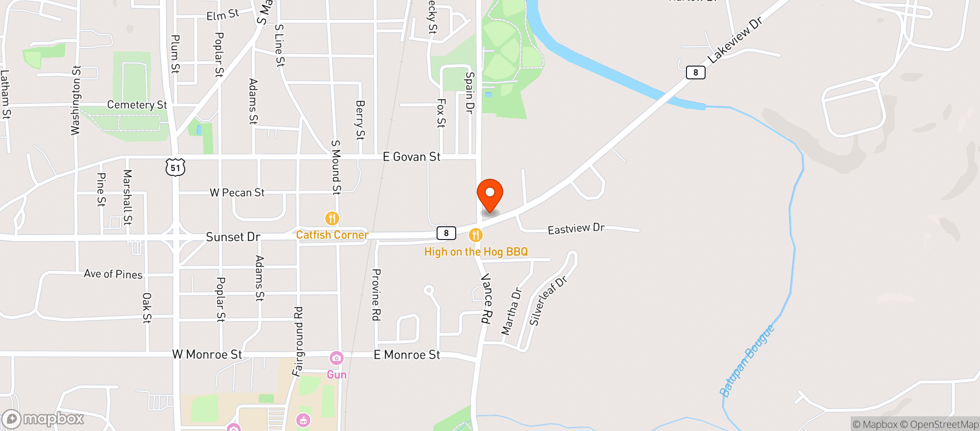 Map showing Tally's One Stop