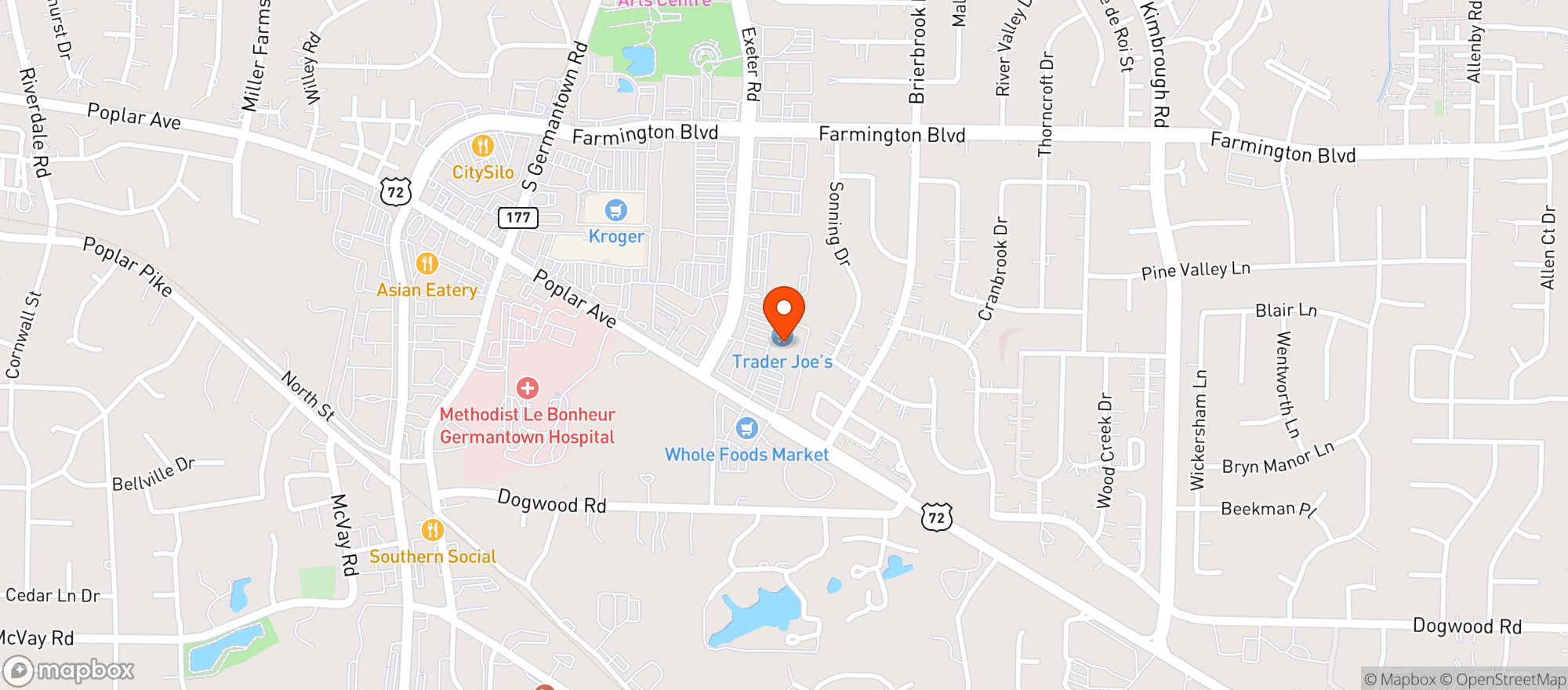 Map showing Trader Joe'S #738 Germantown