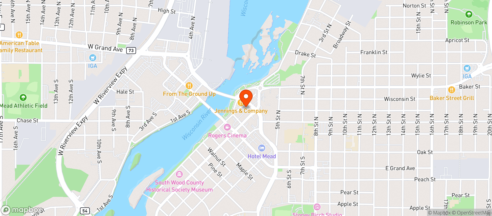 Map showing Bar Of Wis Rapids
