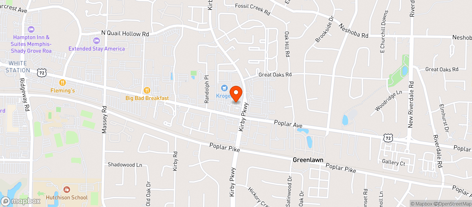 Map showing Kirby Parkway