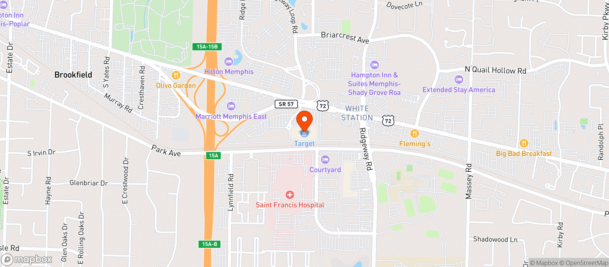 Map showing TARGET - MEMPHIS EAST