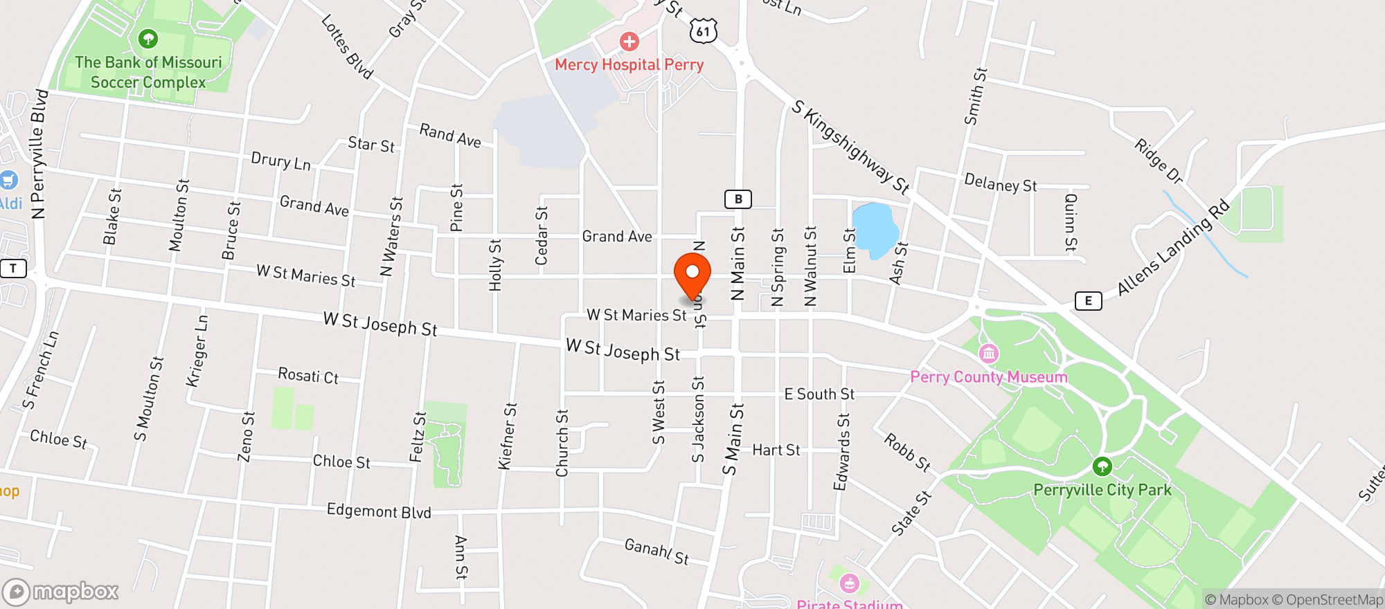Map showing Mary Jane Burgers & Brew