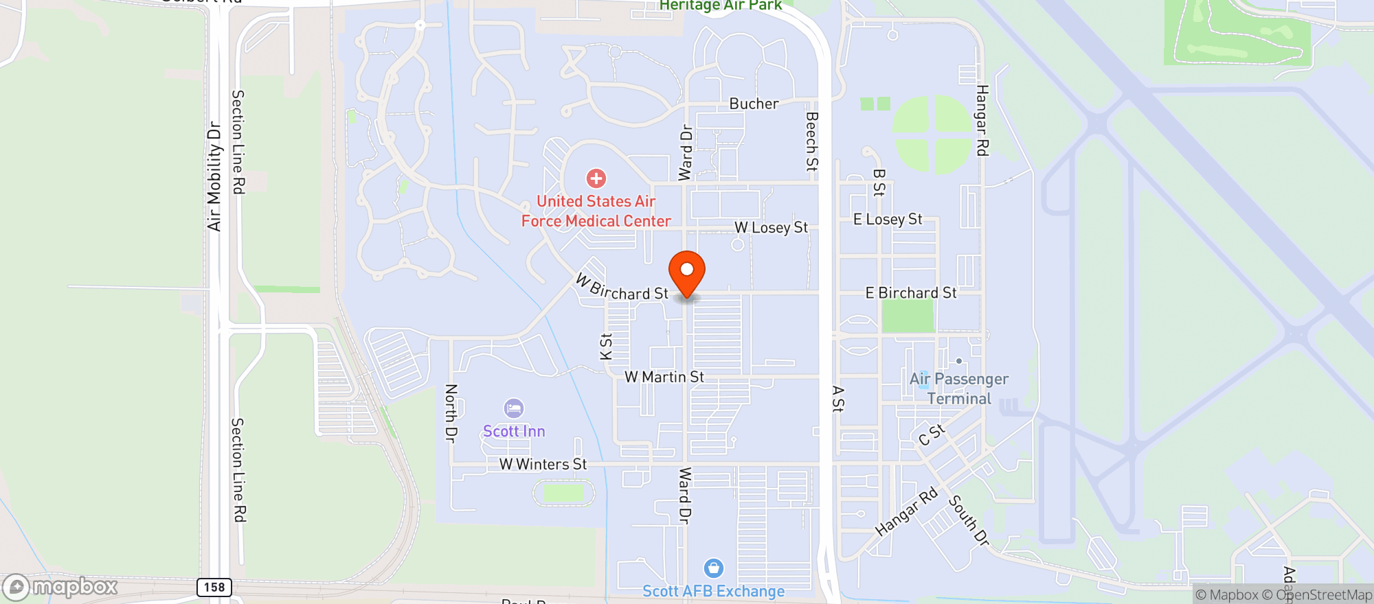 Map showing Aafes Scott Afb Shoppette