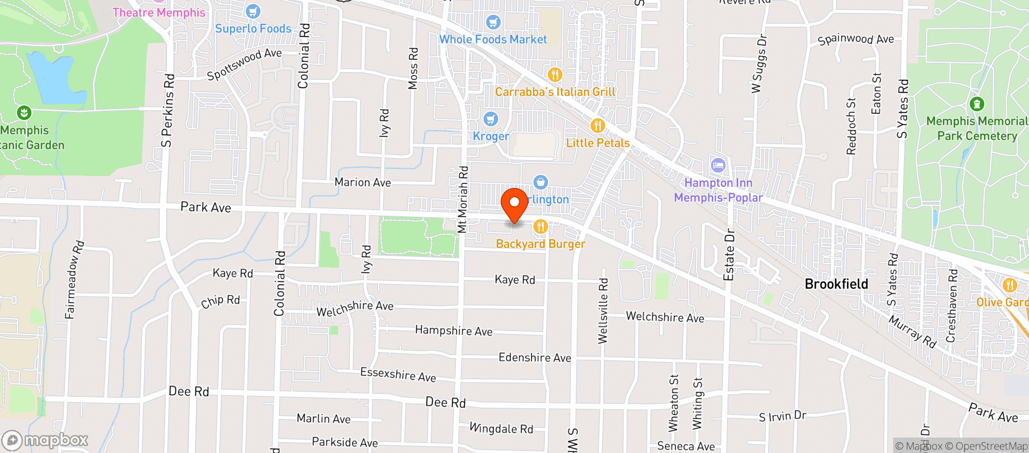 Map showing Memphis Pizza