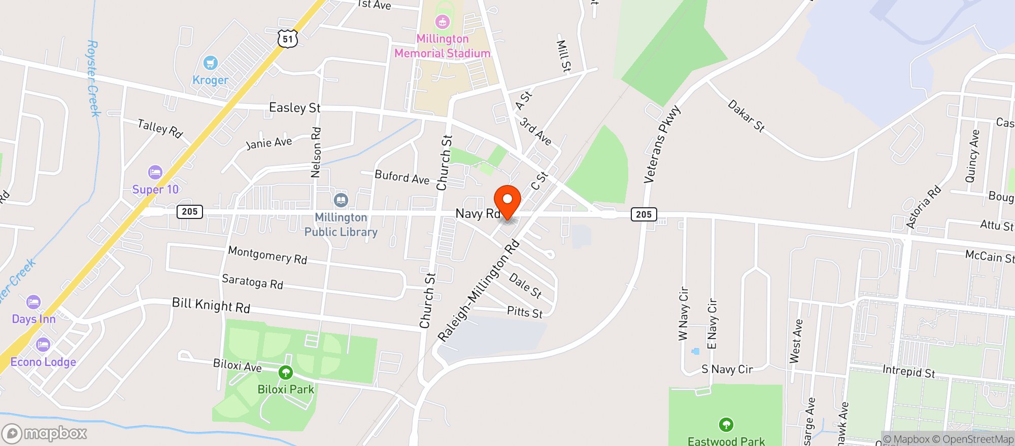 Map showing Millington Liquor Store