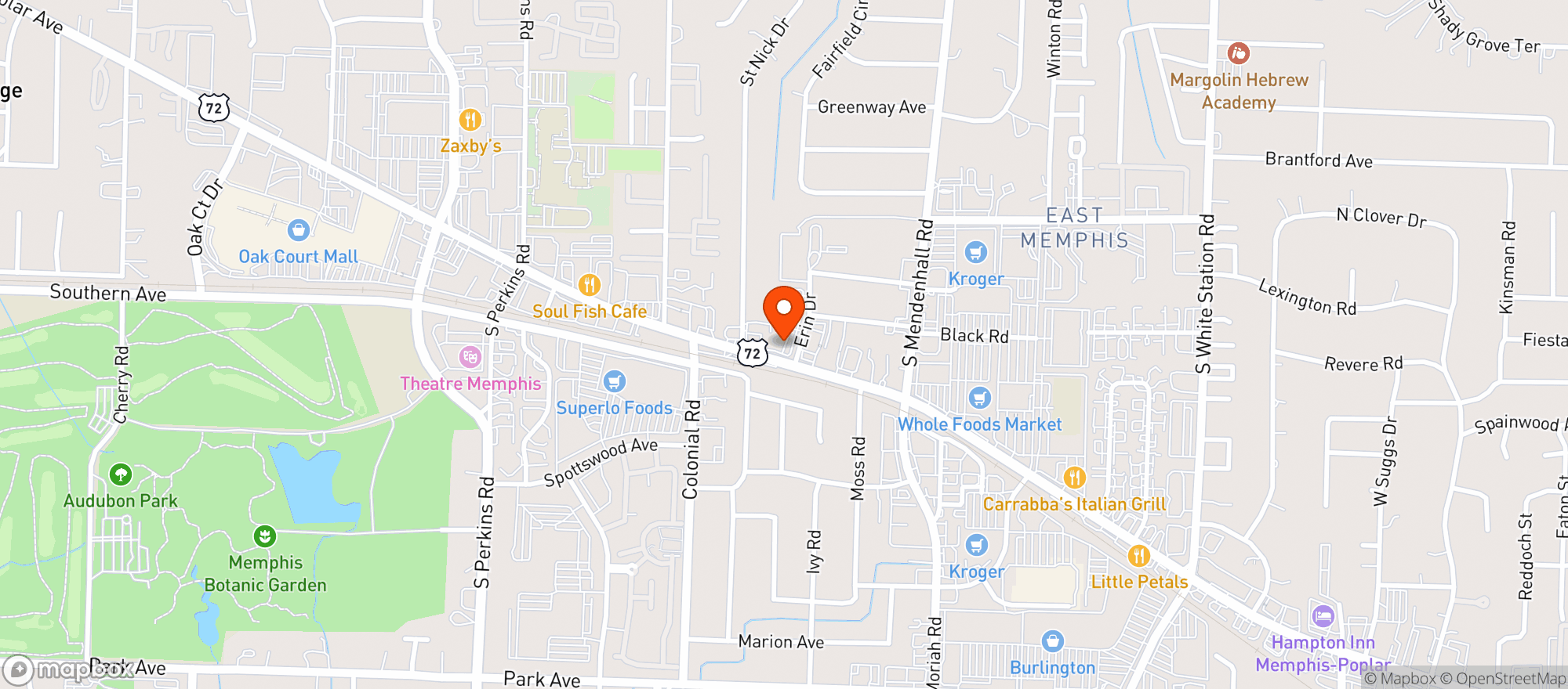 Map showing Hueys Poplar