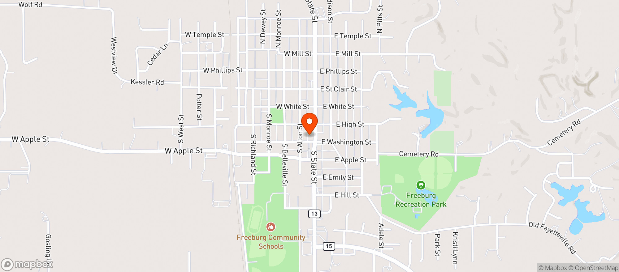 Map showing Freeburg Liquor
