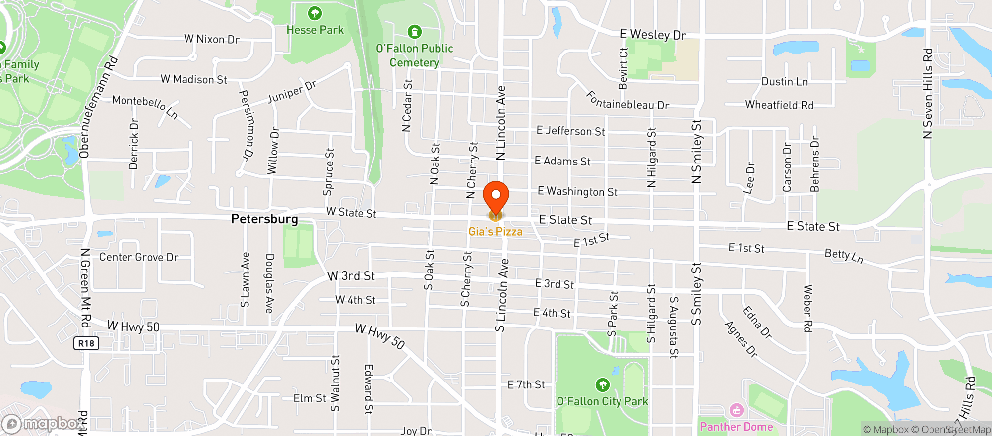 Map showing Gias Pizza
