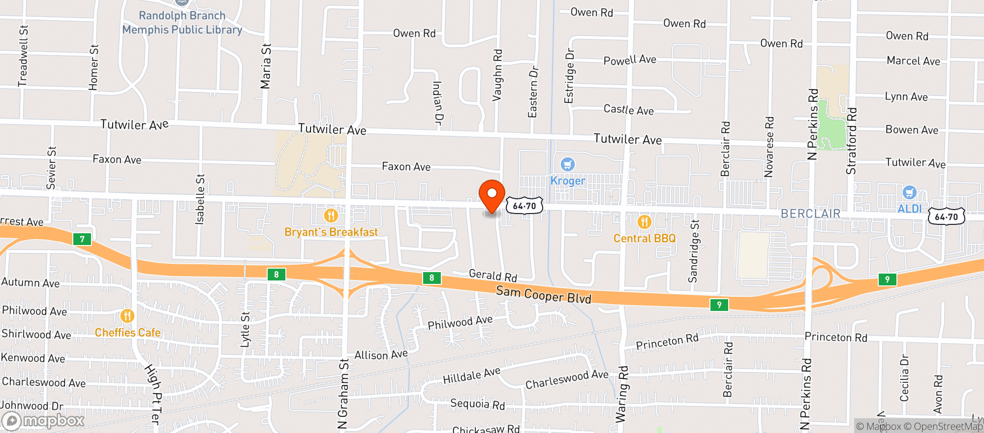 Map showing Gaslight Liquor Shoppe