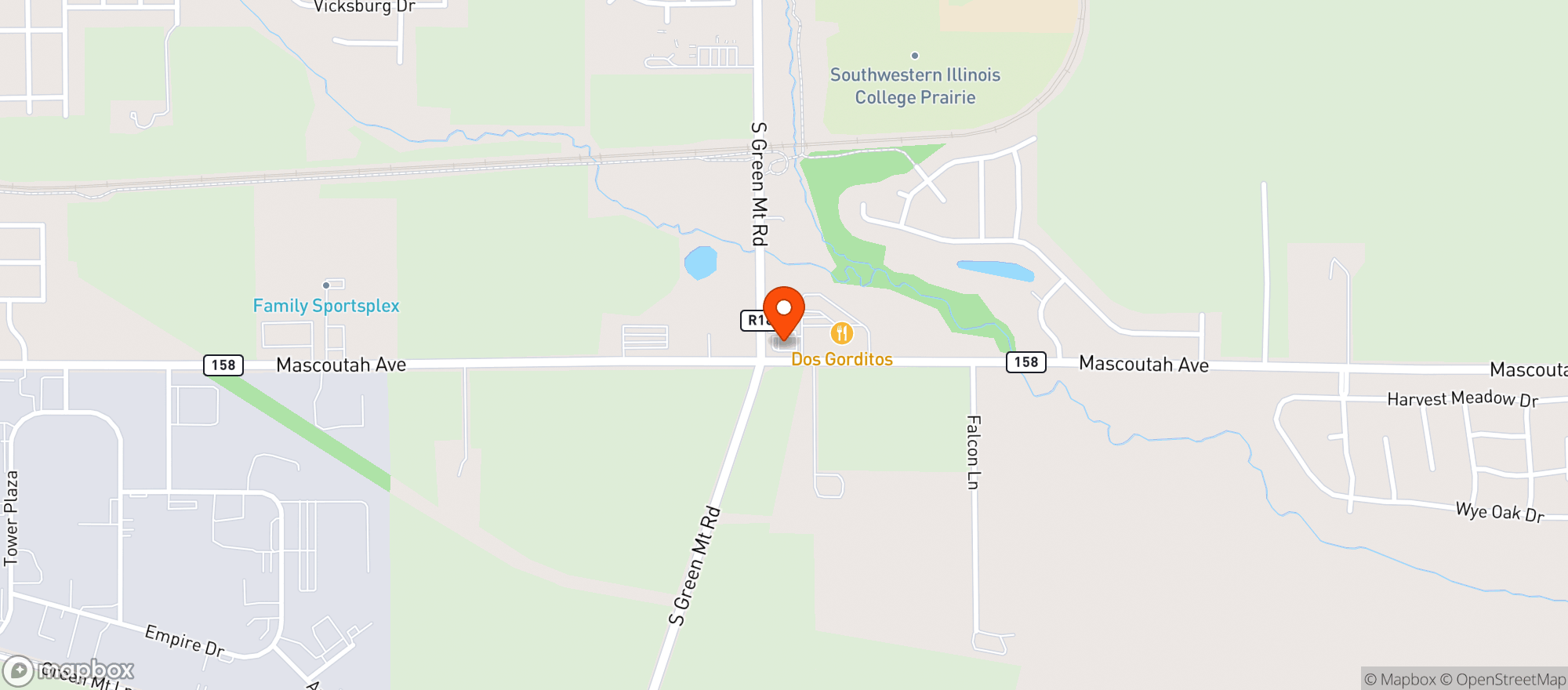 Map showing Mystic Greenz - Belleville