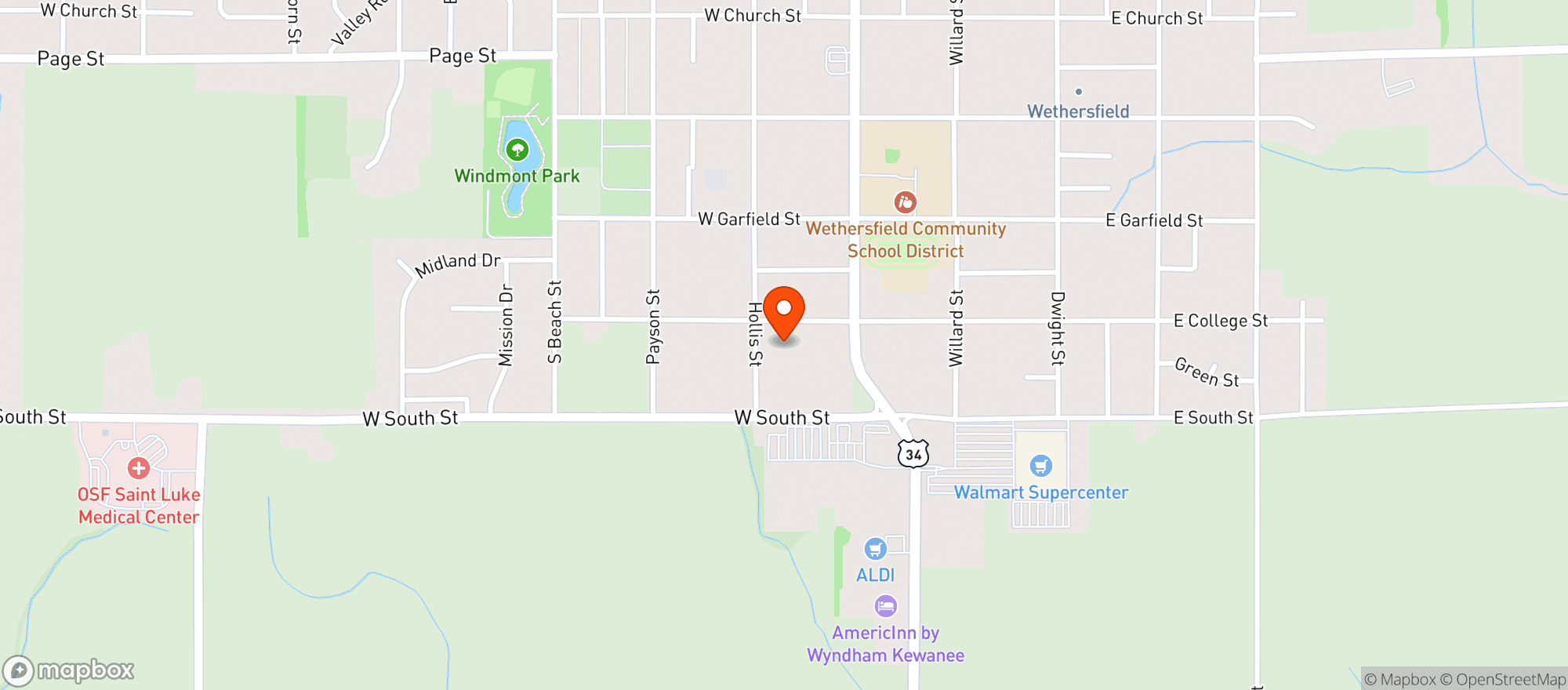 Map showing SULLIVAN FOODS - KEWANEE