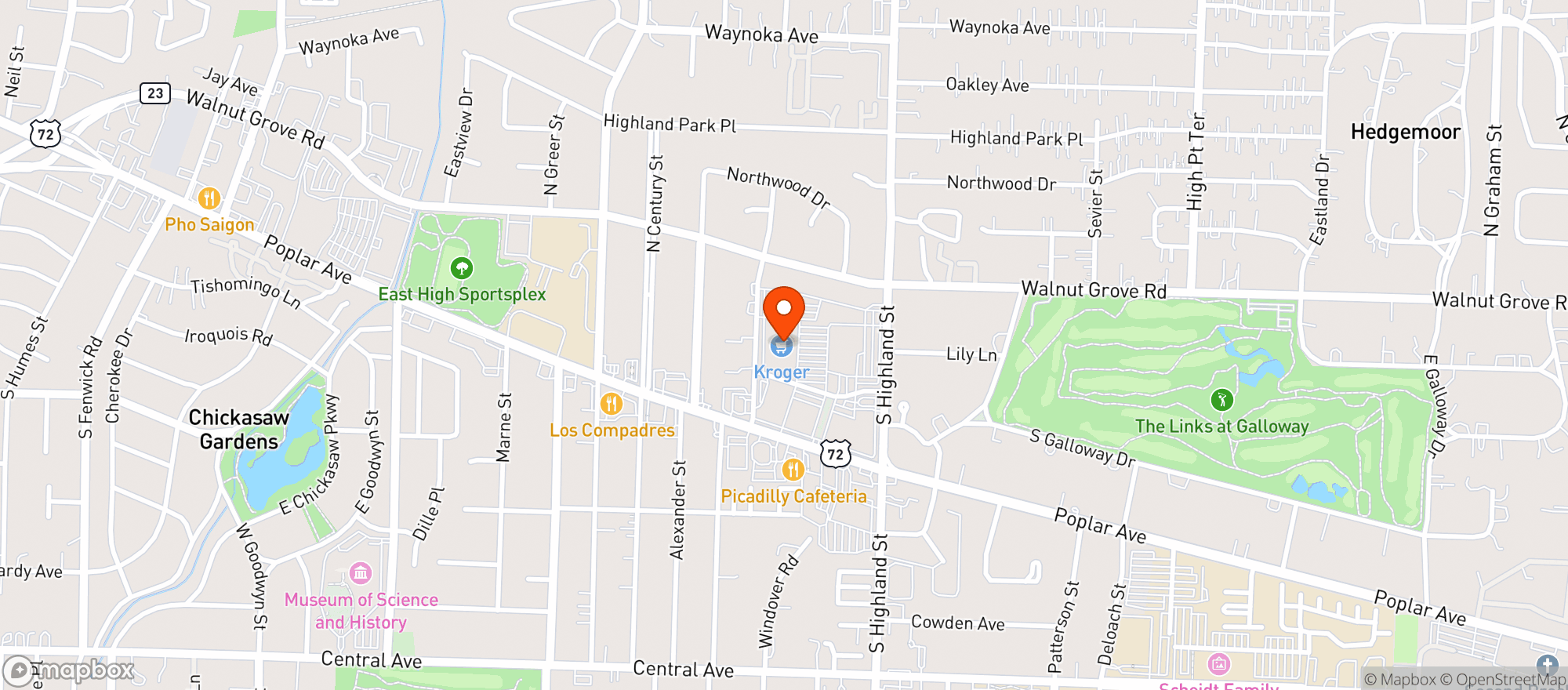 Map showing Kroger