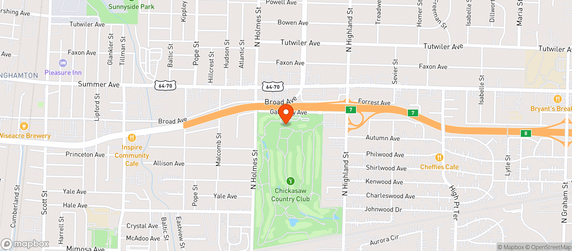 Map showing Chickasaw Golf Course