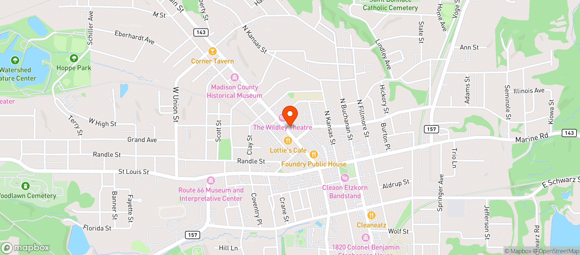 Map showing Eds Delicatessen