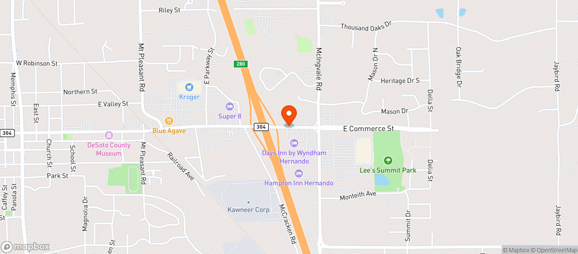 Map showing EXXON TIGER MART