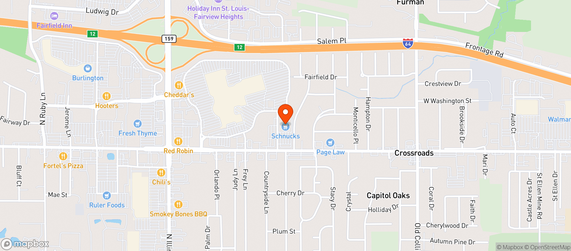 Map showing Schnucks #144 - Fairview Heights