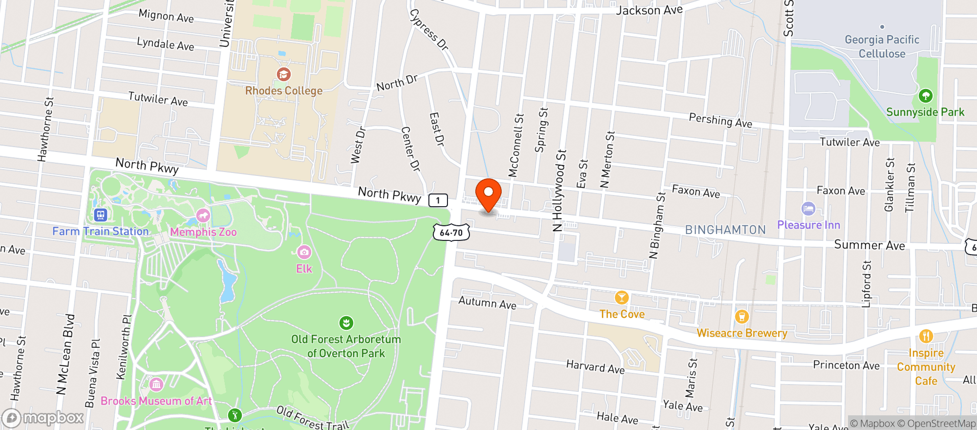 Map showing Brown Jug Liquor Store