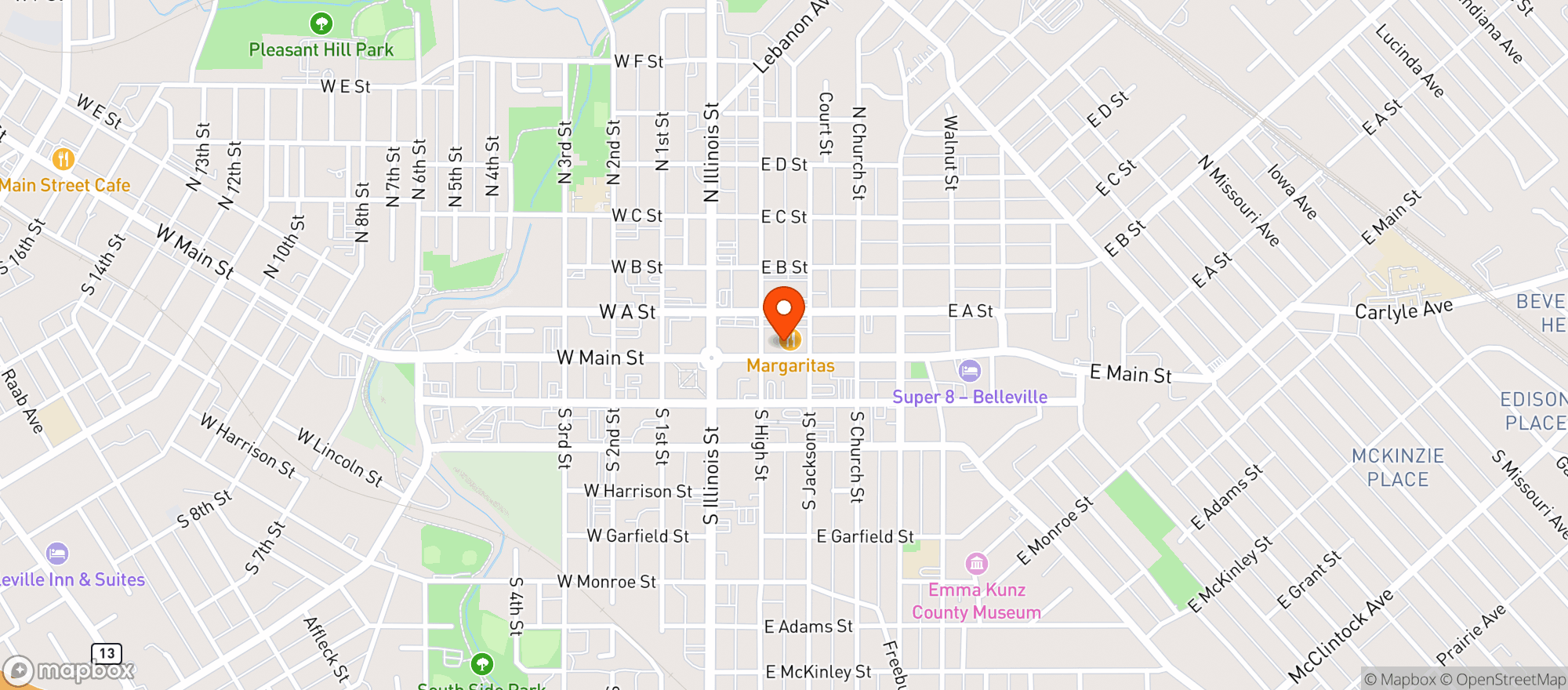 Map showing Bennies Pizza Pub