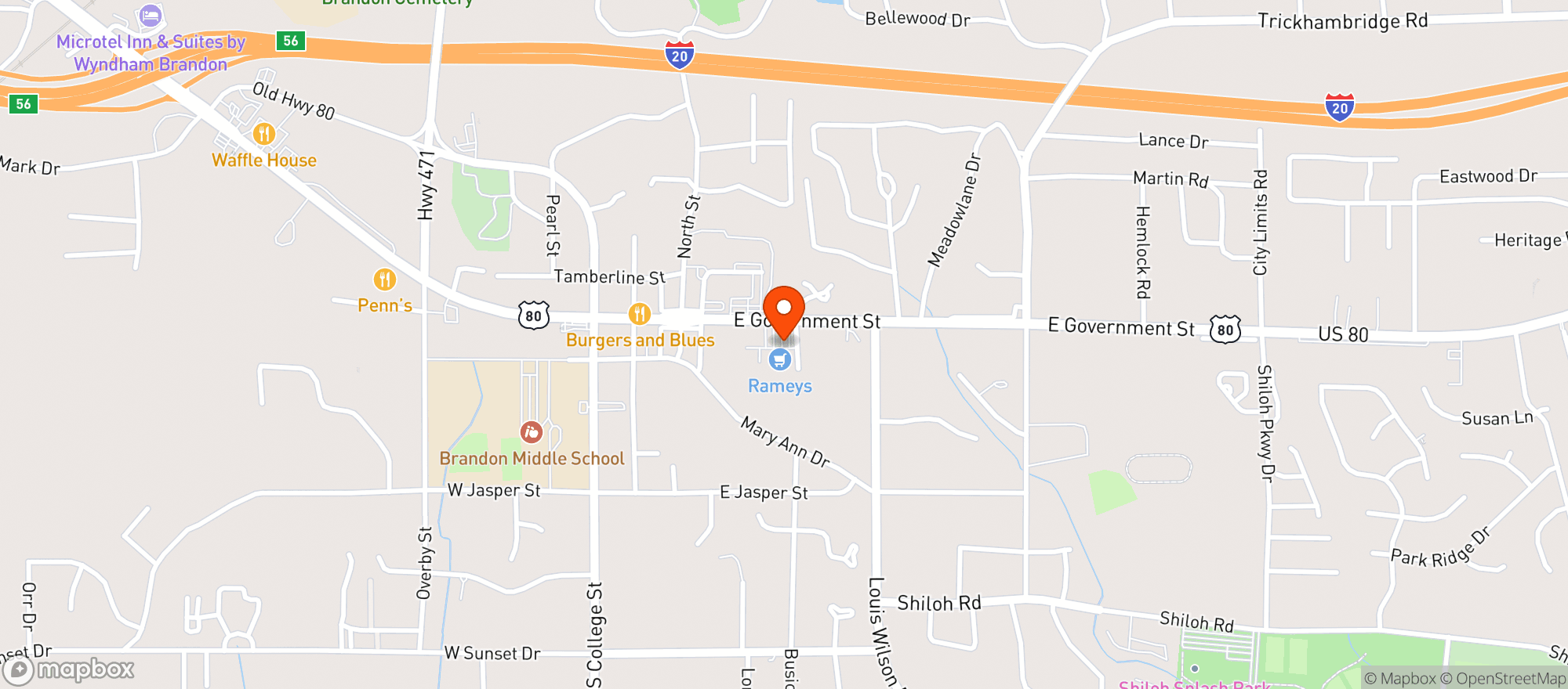Map showing Ramey's
