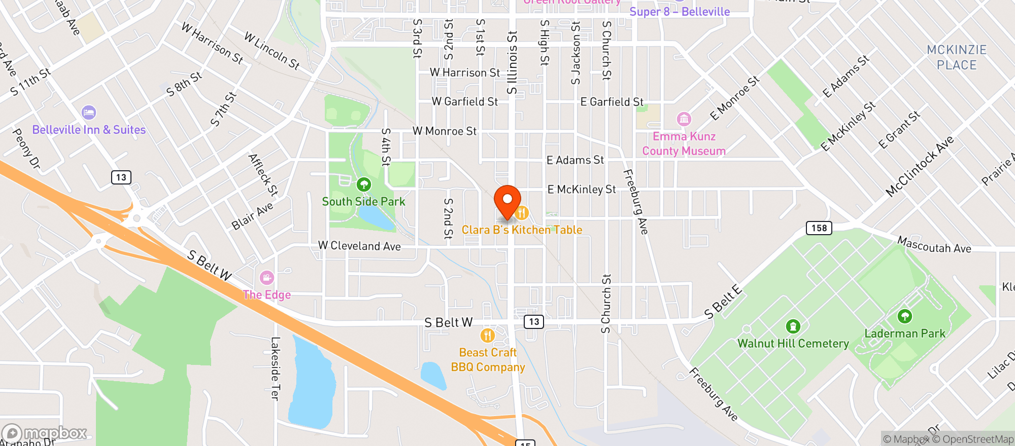 Map showing Belleville Stein Haus