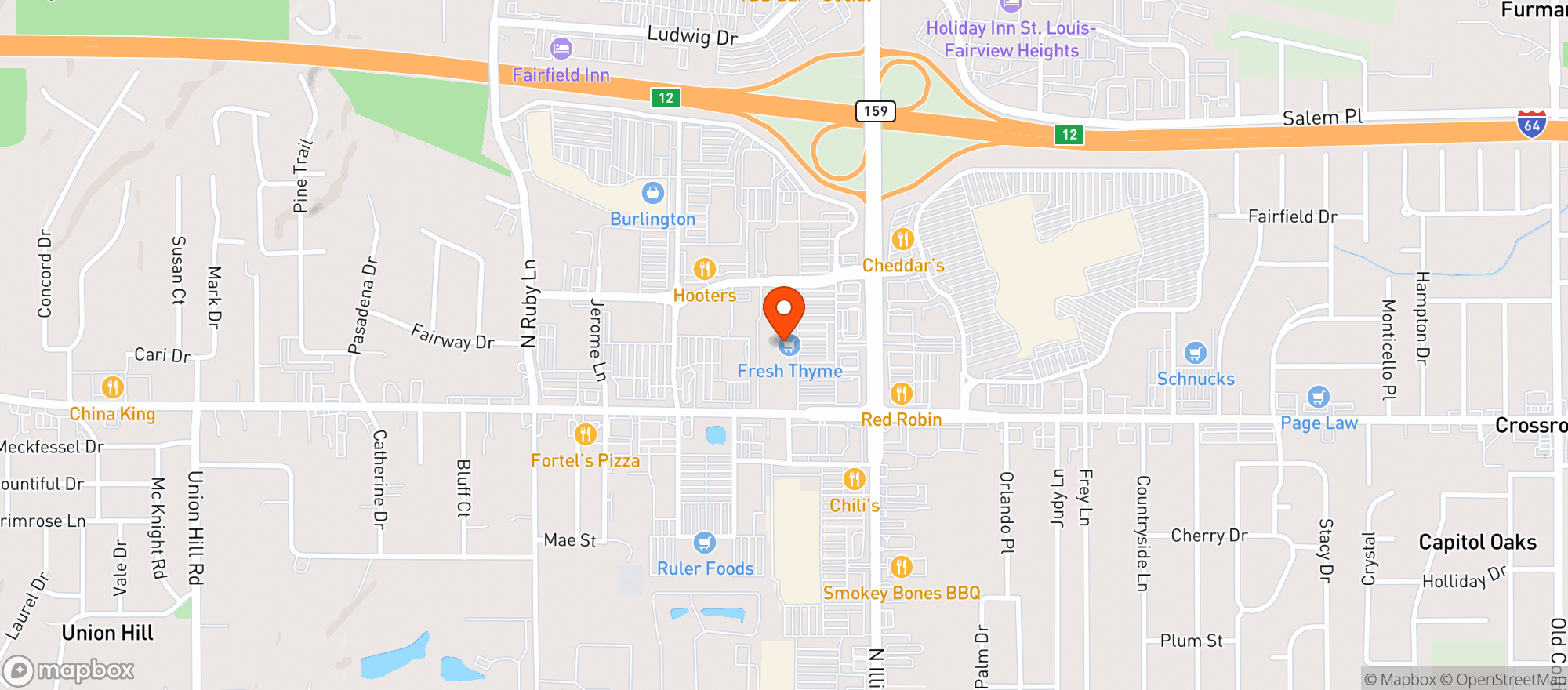 Map showing Fresh Thyme Farmers Market
