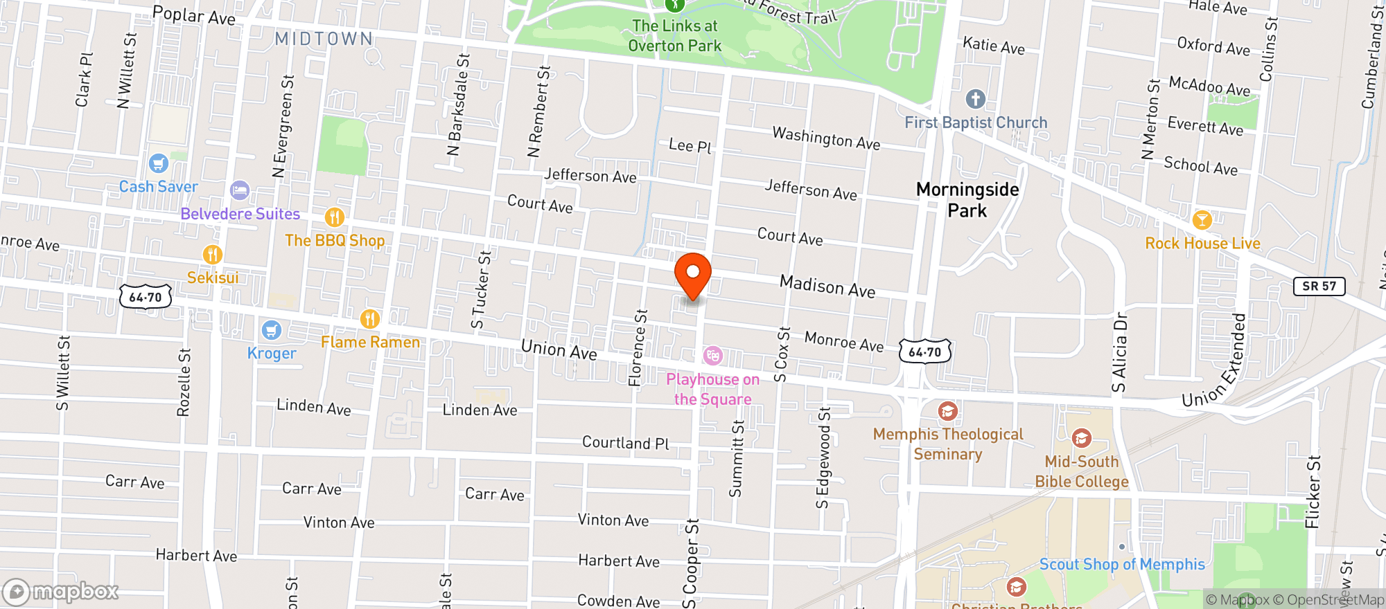 Map showing The Memphian Hotel
