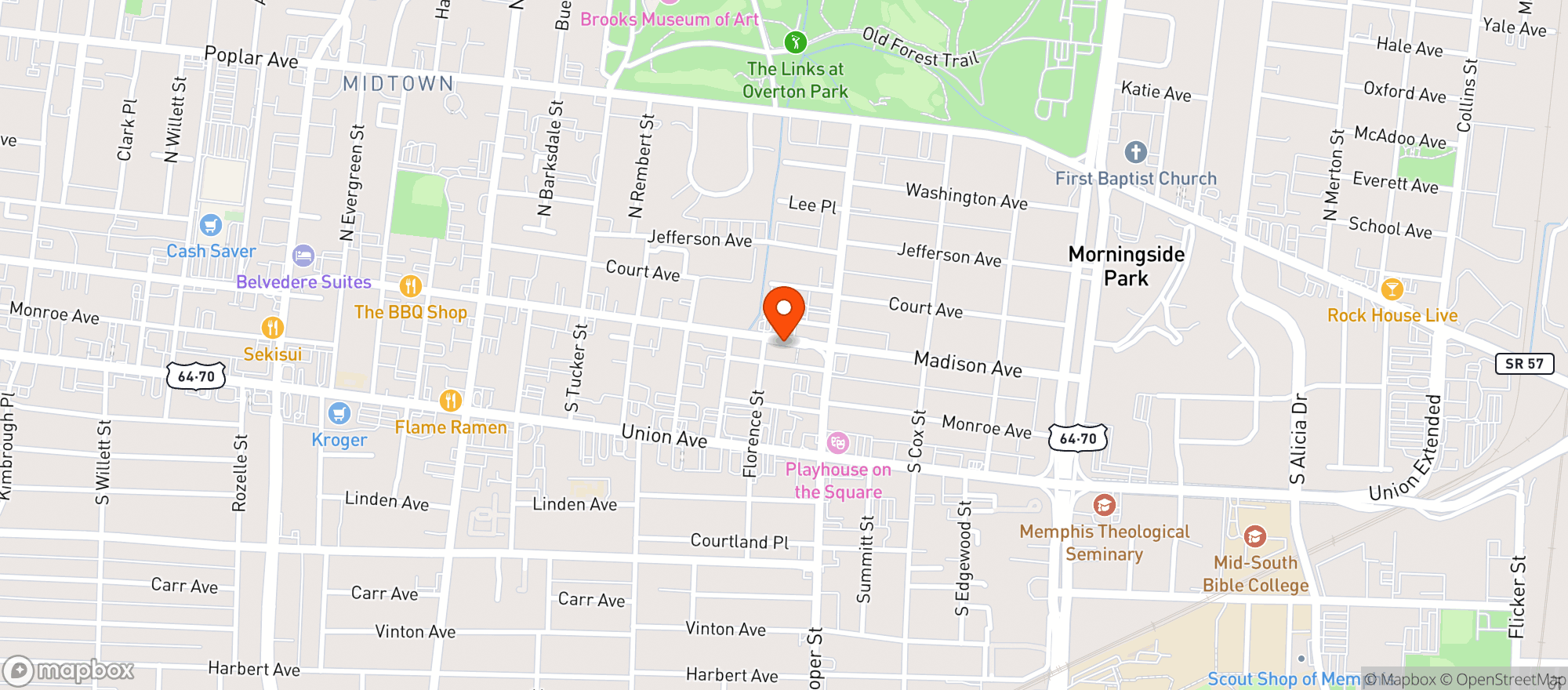 Map showing Memphis Pizza Cafe Inc