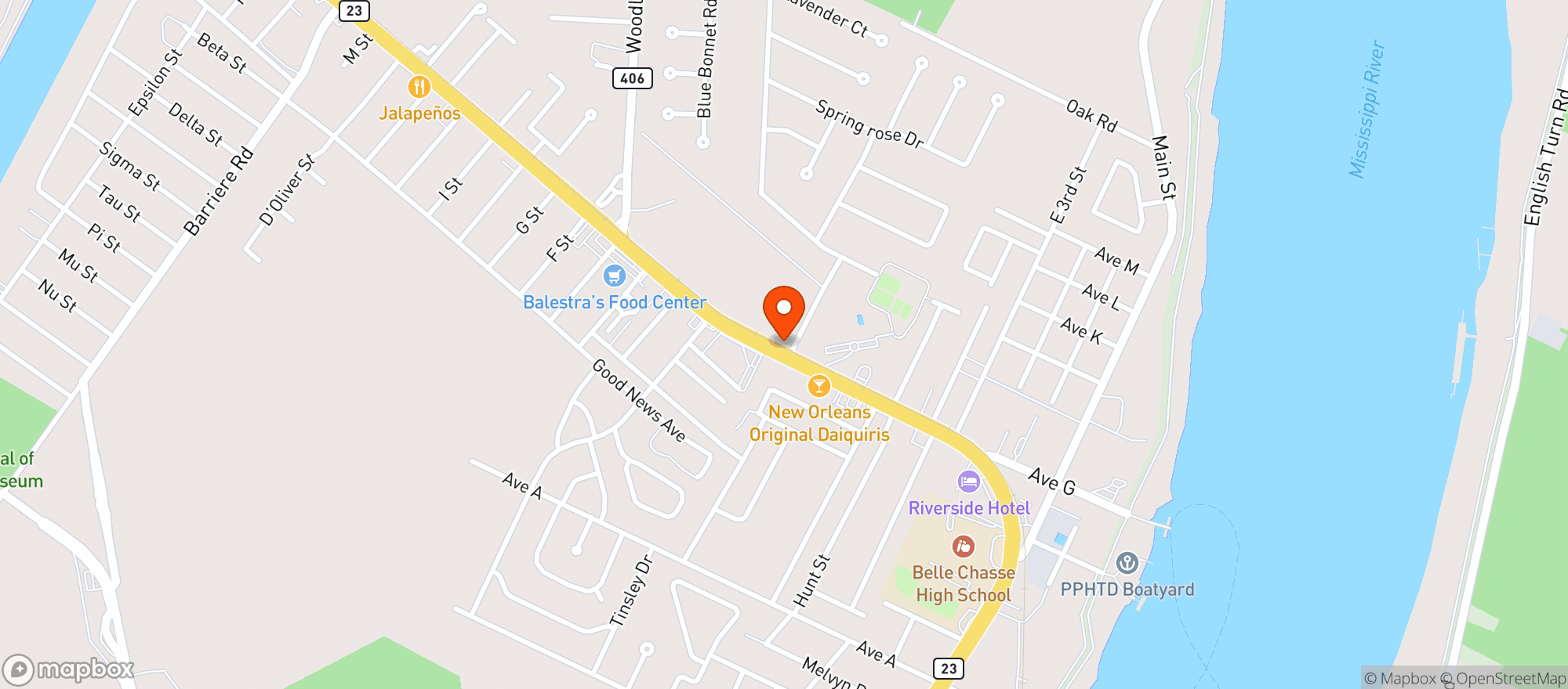 Map showing Breaux Mart Supermarket