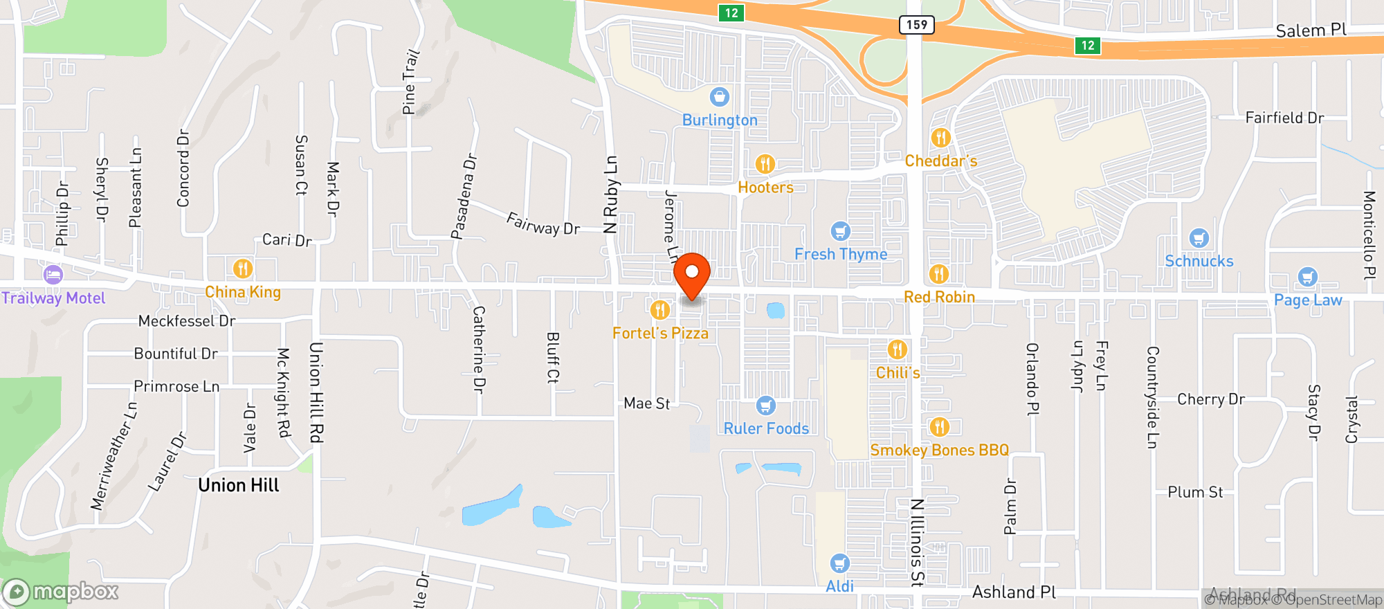 Map showing Randall's Fairview Heights