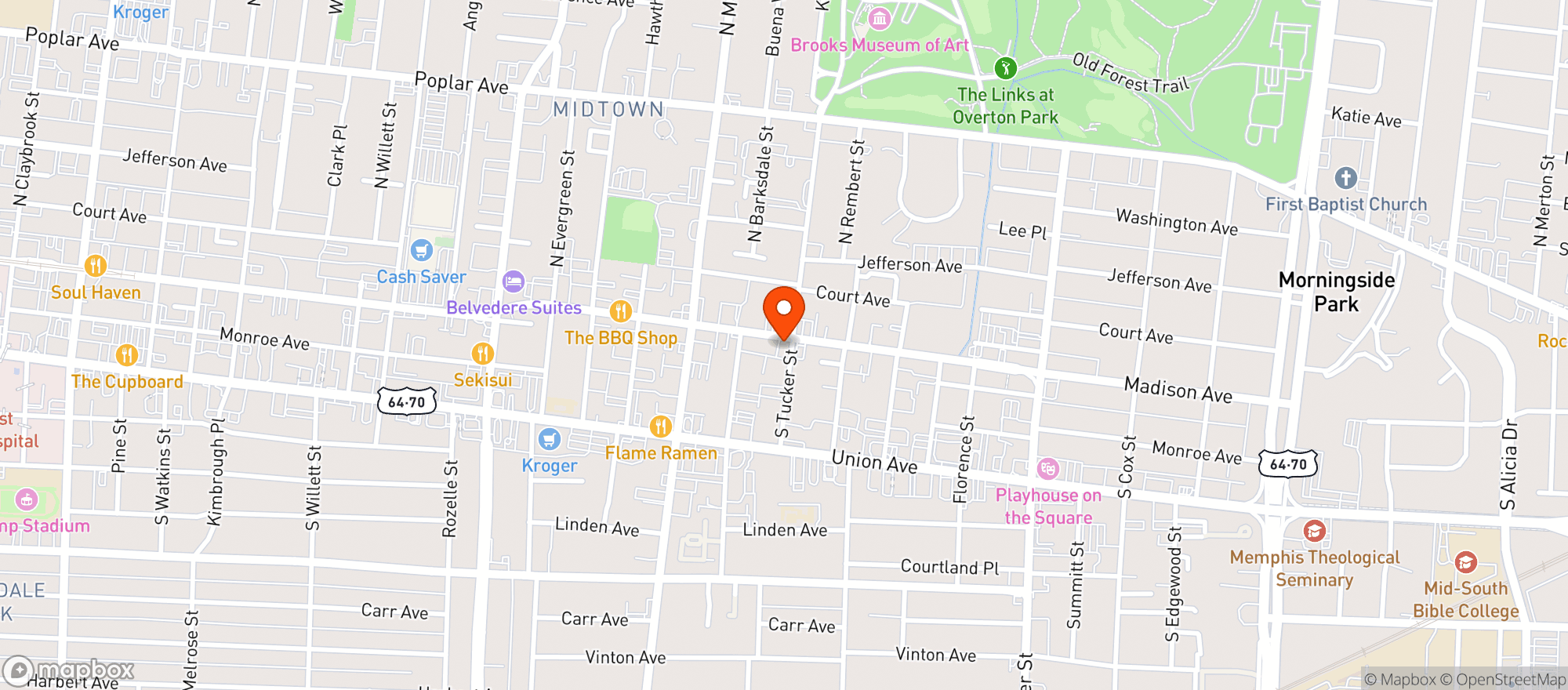 Map showing Hueys Madison