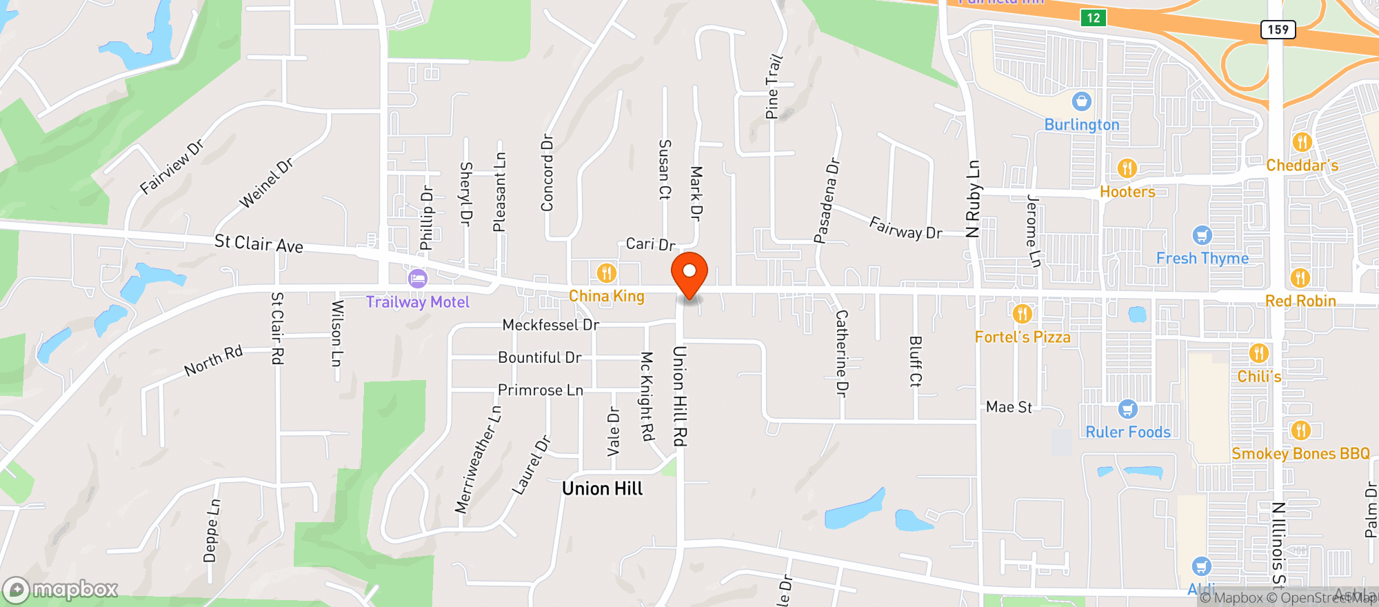 Map showing CBD Kratom Fairview Heights