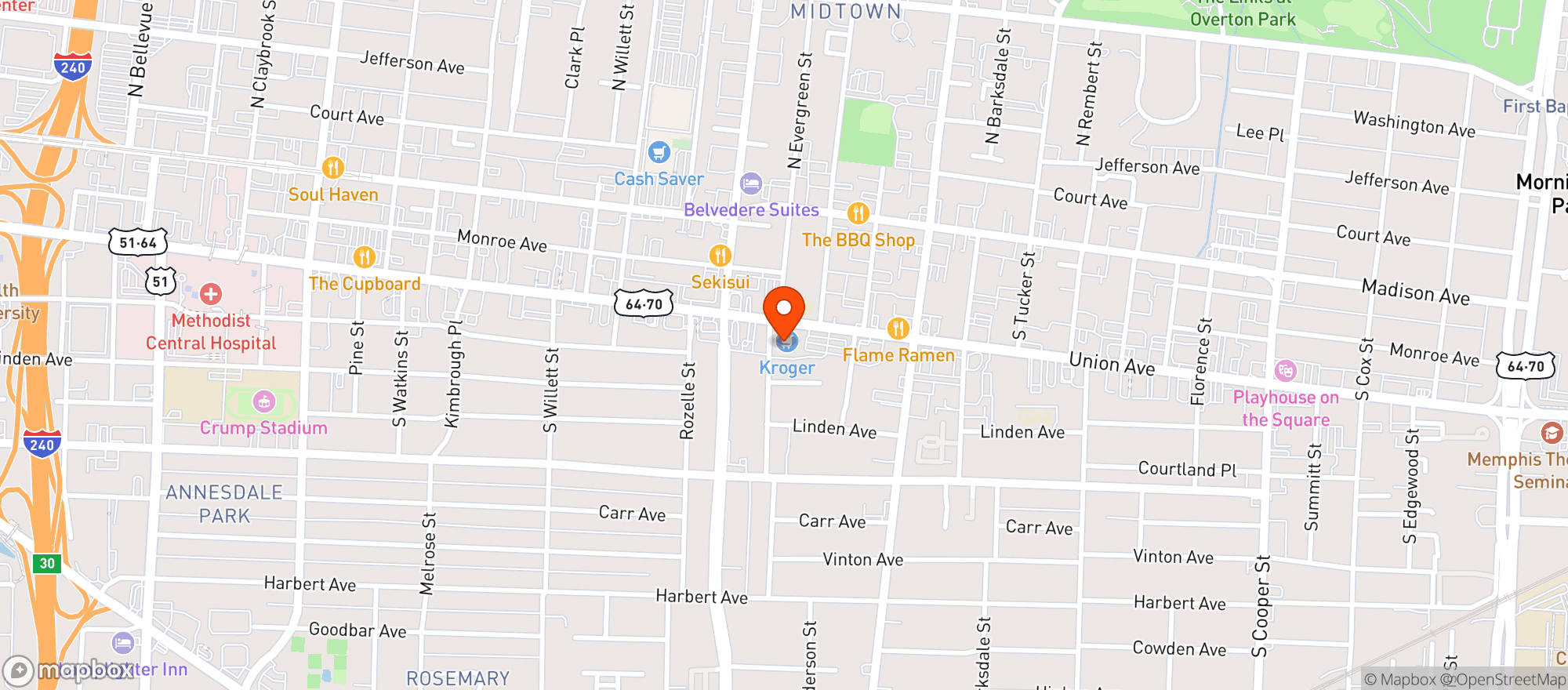 Map showing Kroger