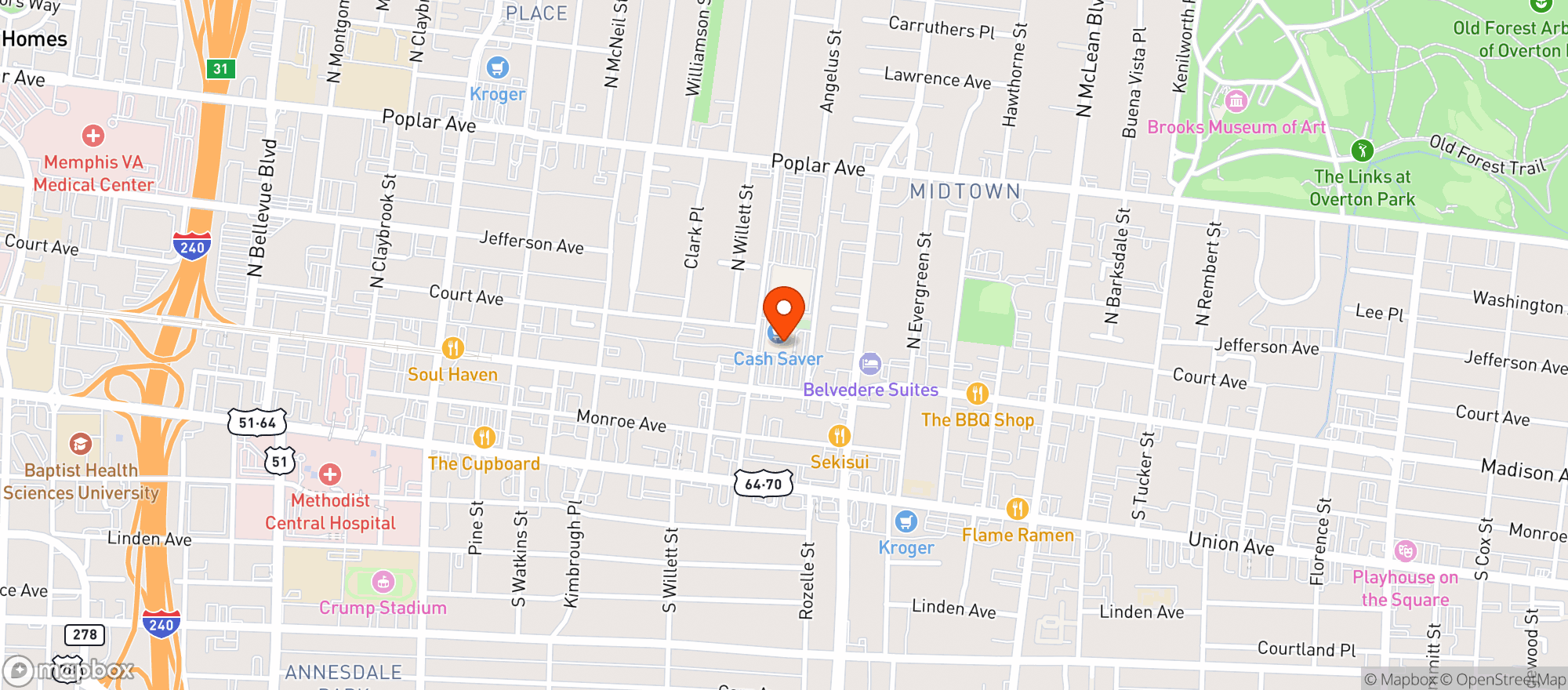 Map showing Cash Saver