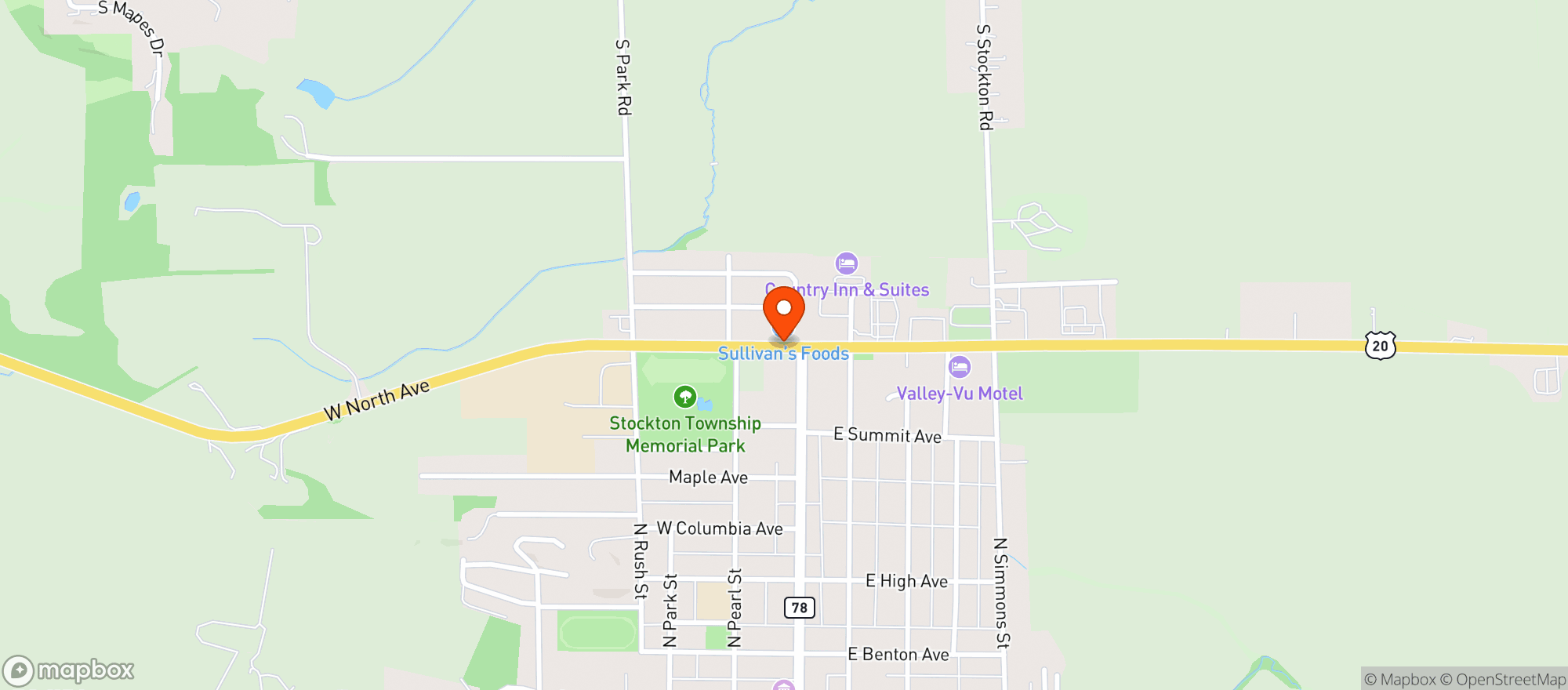 Map showing SULLIVANS FOODS